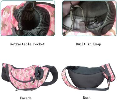 PETEMOO Сумка-переноска для собак і котів, червоно-камуфляжна, до 2.5 кг, з сіткою для дихання