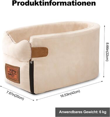 Автокрісло для собак Ergocar, підйомник для маленьких собак та котів до 6 кг, з ременями через плече, знімний, портативний, кошик для собак в авто, переносне ліжко для тварин в авто (білий)