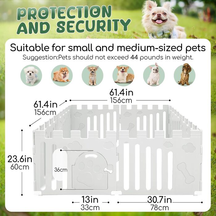 Клітка-манеж для собак і цуценят, 6-панельна, внутрішня, з дверцятами, біла (156 x 78 x 60 см)