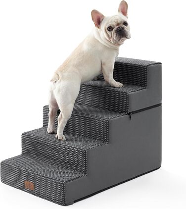 Сходинка для собак COZY KISS, для маленьких собак і котів, з нековзким покриттям, з щільного піноматеріалу, для ліжка, дивану, авто (Чорний & Білий, 7x0x60cm)
