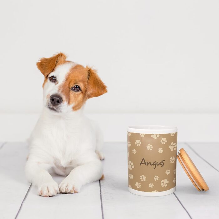 PICANOVA: персоналізована контейнер для ласощів з ім'ям - подарунок для собак - зберігання сухого корму - керамічна банка для власників собак та котів - Simply Paws Design