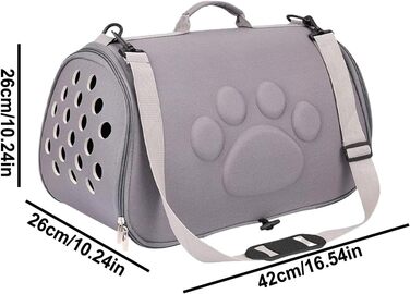 Транспортна сумка для котів Quorvex, м'яка, на плечі, сіра (M)