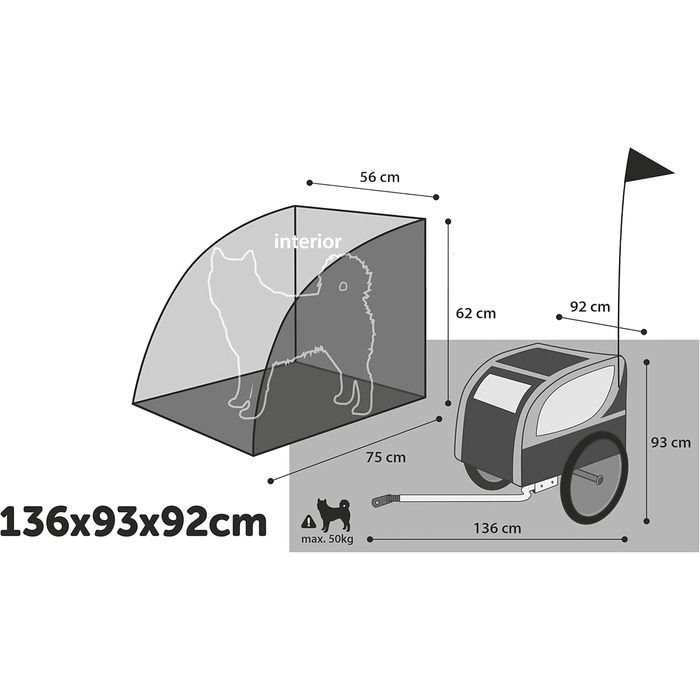 Підстилка для собак Karlie Doggy Liner Paris De Luxe Teflon®, сіро-чорна, розмір L (148x90x88 см)