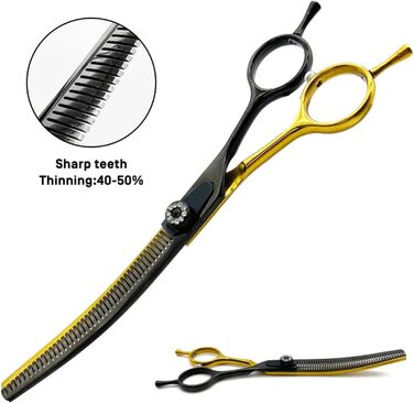 Професійна філірувальна ножиця для собак та котів Profi 7,5 дюймів, нержавіюча сталь 440C (філірування 40%-50%)