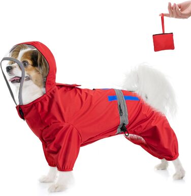 Водонепроникний дощовик для собак Eyein з капюшоном, отворами для шлейки та світловідбиваючими смугами, зручний у пранні та зберіганні, для маленьких собак