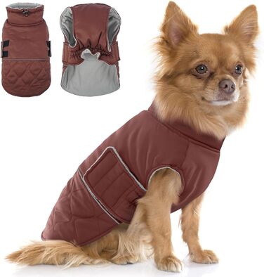 Зимовий теплий одяг для собак маленьких порід: Хумараян, тепла куртка, жилетка для Чихуахуа, Йоркширського тер'єра (червоно-коричневий, XS)