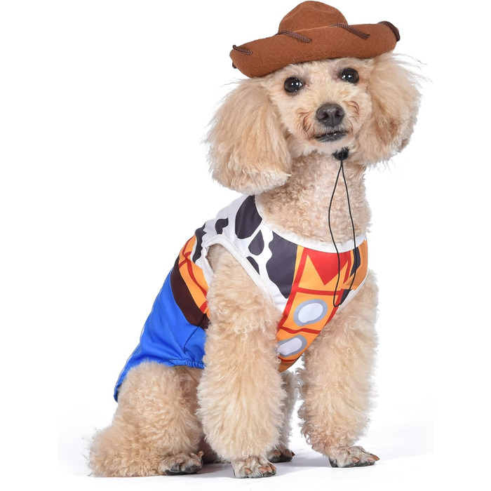 Костюм для собак Toy Story Woody від Disney, розмір S: офіційний ліцензований костюм ковбоя для собак на Хелловін, багатобарвний, дерев'яний