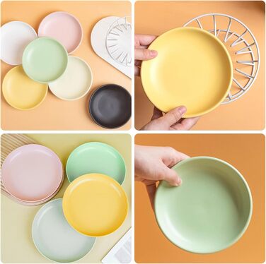 Набір мисок для котів Katzennapf, 6 шт., кераміка, кольорові, для кошенят та котів з короткими лапами, 15x15x3 см, 6 кольорів