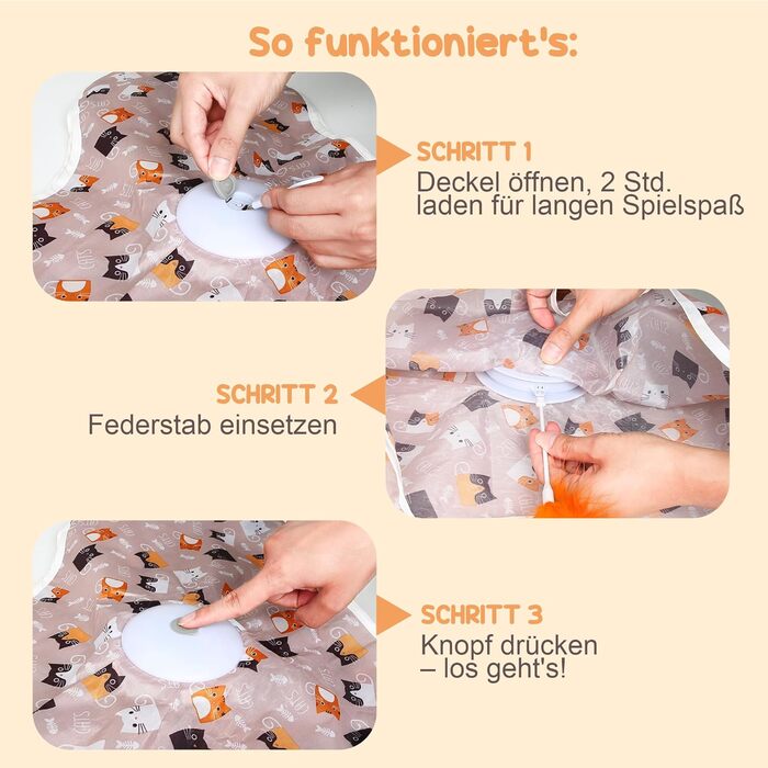 Інтерактивна іграшка для котів FLERDMAU з 3 режимами, з пір'ям та мишкою, електрична, для кількох котів, рожева