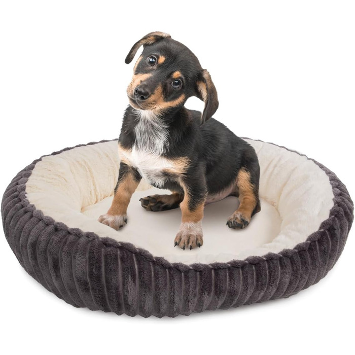 Корзина для собак Wallace & Jones Cameron, середній розмір, оксамит, антрацит-бежева, розмір M, 75 x 55 x 20 см