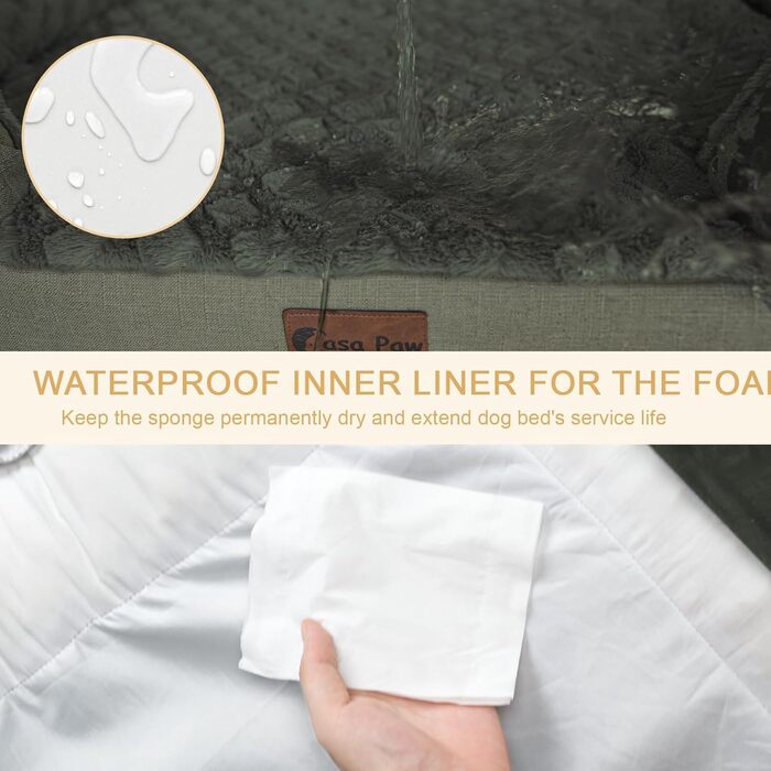 Ортопедичне ліжко для собак XXL, вологостійке, з Memory Foam, велике, 134 x 107 см, антиковзаюча підставка, зручне ліжко-диван для великих собак, темно-зелене