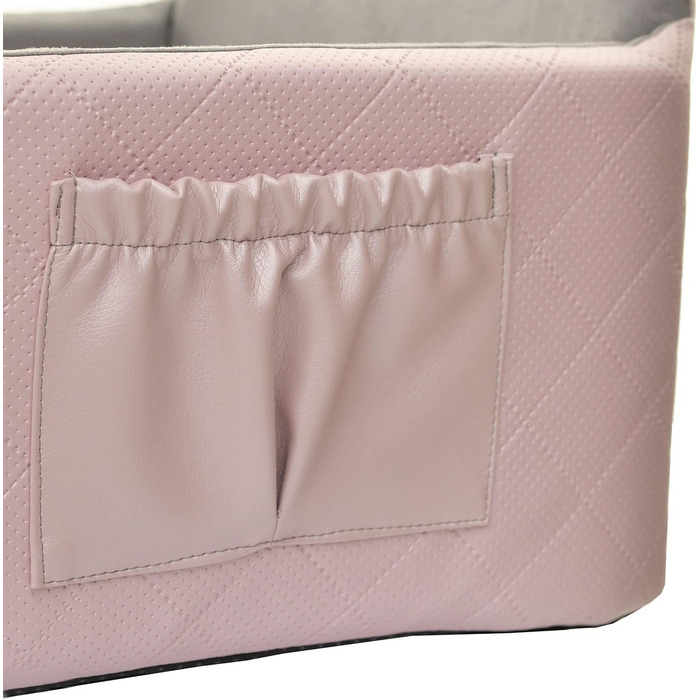 Автоматичний автокрісло для собак 2в1 | Універсальний автокрісло для собак та котів на заднє та переднє сидіння | Крісло-ліжко для собак та котів | Штучна шкіра, плюш | 48 x 48 см (Рожевий)