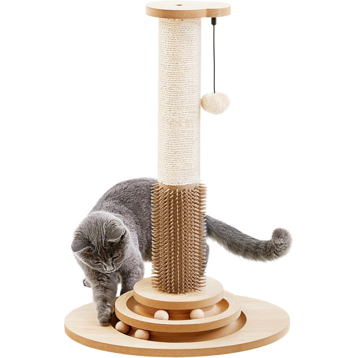 Made4Pets Когтеточка для котів з інтерактивними іграшками, обертовою платформою, треками з кульками та підвішеними м'ячами, ідеальна для домашніх котів