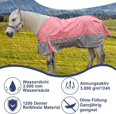 Водонепроникна прогулянкова попона для лошадей 1200D, дихаюча дощовик-накидка без наповнення (0г), чорно-червона, 165 см