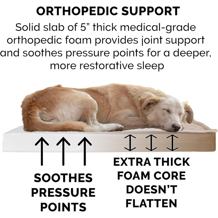 Гіркий собачий лежак Furhaven з охолоджуючим гелем, водовідштовхувальний, для собак великих та середніх порід, до 25 кг, знімний, пральний чохол, внутрішній розмір 135 x 102 x 13 см, матеріал Oxford Polycanvas, з логотипом, для використання в приміщенні т