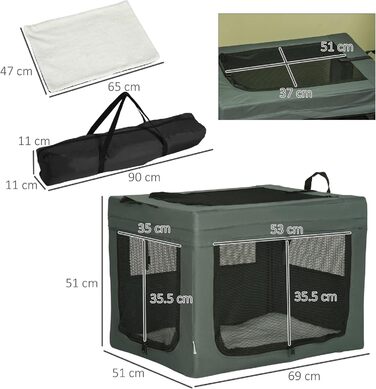 Транспортувальна переноска для тварин PawHut 80 см, сіра, M - для котів та собак