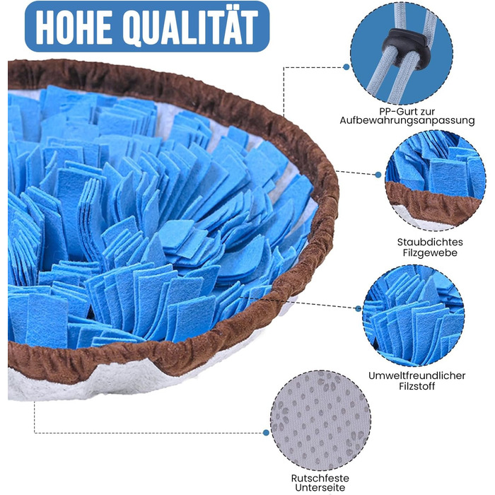 PET ARENA килимок для нюхання собак – килимок для пошуку, міцні матеріали, інтелектуальна іграшка для собак, регульований розмір, можна прати, блакитний