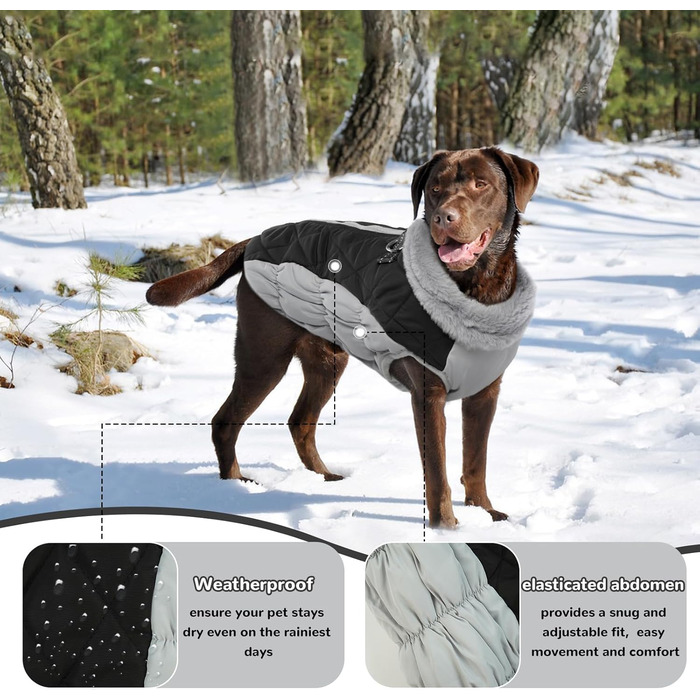 Водонепроникний зимовий теплий одяг для собак, куртка для собак, теплий зимовий одяг для собак, підкладка, одяг для чихуахуа (Чорний S) S Чорний