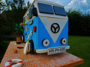 Декоративний дерев'яний шпаківня-будиночок для птахів Nistkasten Camper, ручна робота, підвісний, для синиць, горобців, яскравий дизайн, для саду, тераси, балкона, вольєра