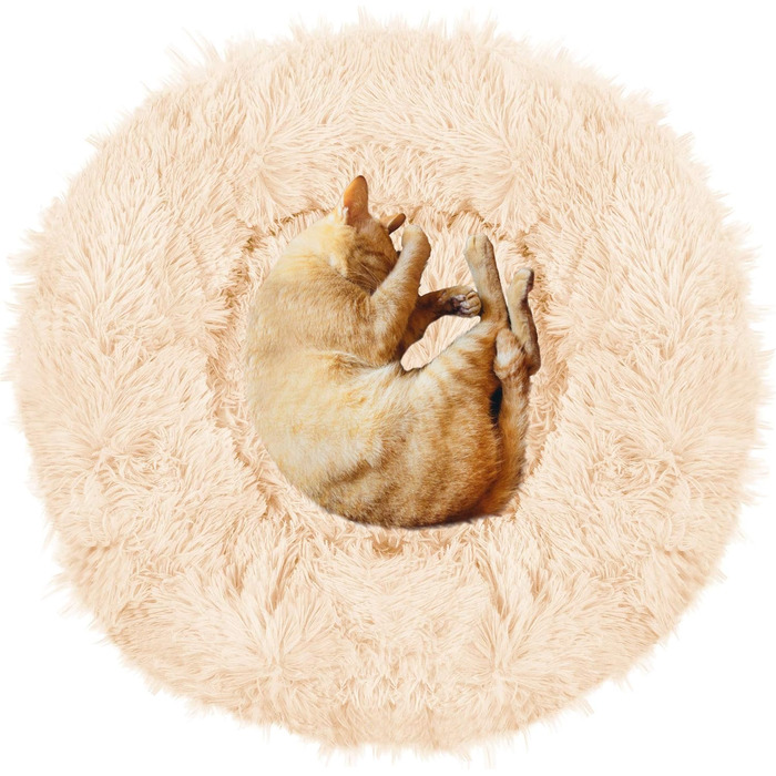 Кругле ліжко для собак Springos з антиковзною основою, 70 см, кремовий колір