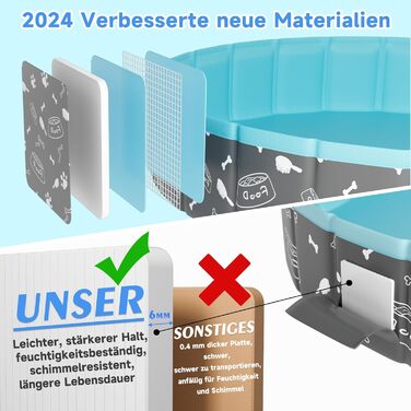Надувний басейн для собак Demigreat, 80/120/160 см, складаний, з PVC, для великих та маленьких собак