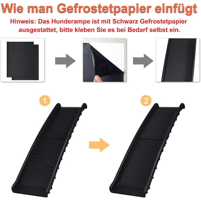 Рампа для собак, спідниця для собак з пластику, неслизька, 156 x 40 см, для великих і маленьких тварин (з папером з замороженим ефектом)