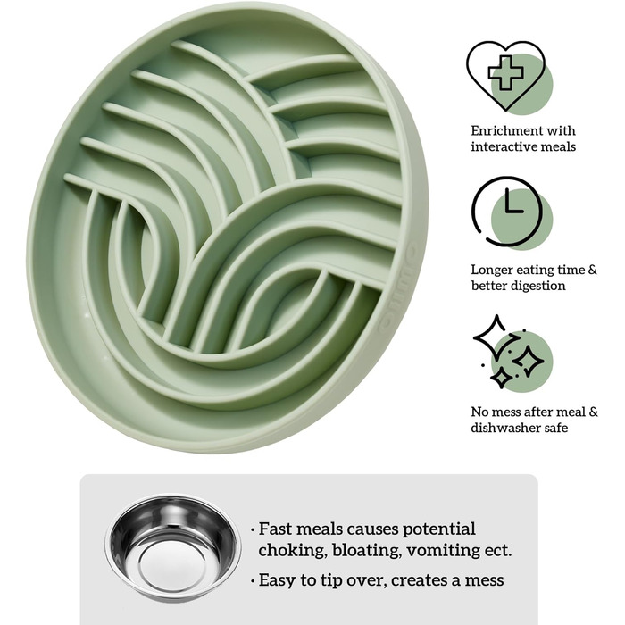 Миска OHMO Anti-Schling Napf для собак (Дерево життя), миска протиковтання для собак, котів, цуценят, здорове харчування, запобігання здуття живота, антиковзаюча, екологічне силікон, світло-зелений, L-Дерево життя