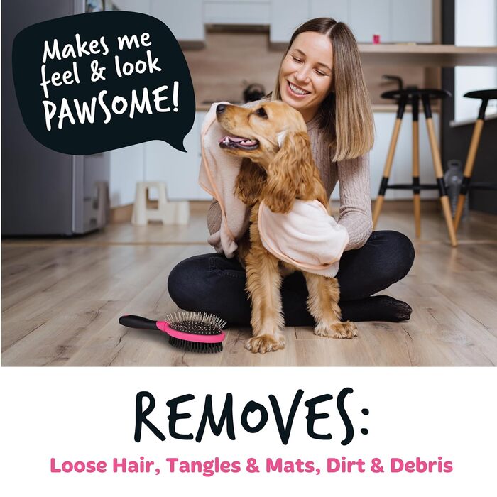 Буршлюк Bugalugs 2-в-1 для собак та котів: двосторонній гребінь для довгої та короткої шерсті, видаляє відмерле волосся, масаж та догляд за шкірою