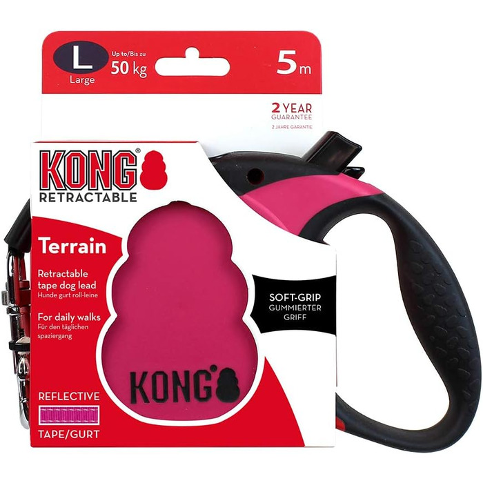 Hundeleine KONG Terrain, висувна, L, фуксія