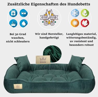 Крісло-ліжко для собак великих порід King Dog XL, 115 x 95 см, зелене, з велюру, ортопедичне, легко миється