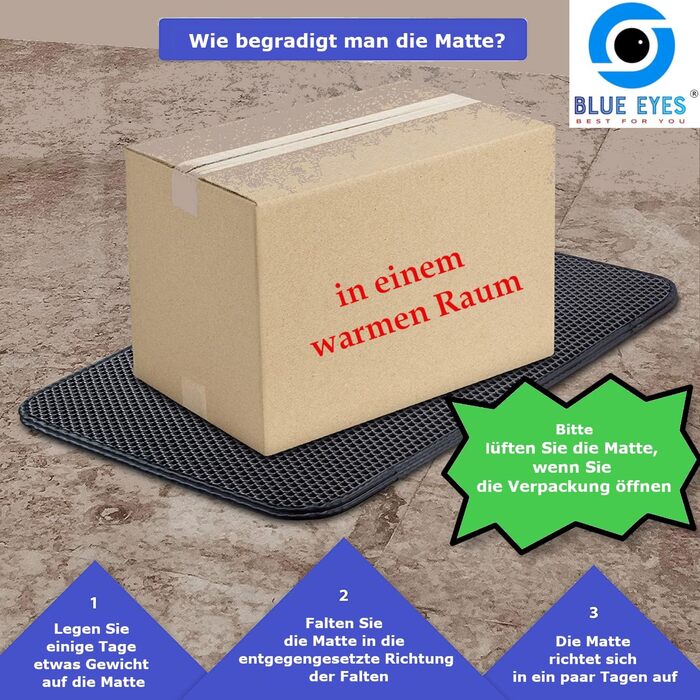 Килимок для котячого туалету Blue Eyes, сірий, 3XL, для збору наповнювача