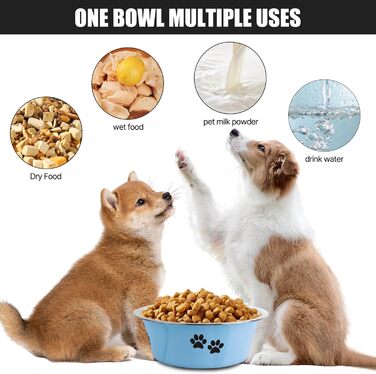 Набори мисок для собак SUOXU з нержавіючої сталі (1560 мл, 2 шт.), миски для води для собак та котів з неслизьким дном, для великих, середніх та малих порід - блакитні