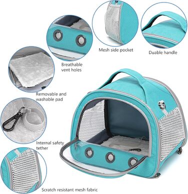 Транспортний бокс для котів, кроликів та морських свинок 30x27x21 см, з плечовим ременем, м'який, для кошенят, кроликів, морських свинок