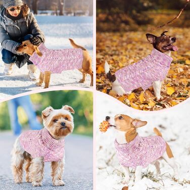 Пуловер для собак SlowTon, рожевий, для дрібних та середніх порід, з отвором для повідка, теплий в'язаний пуловер