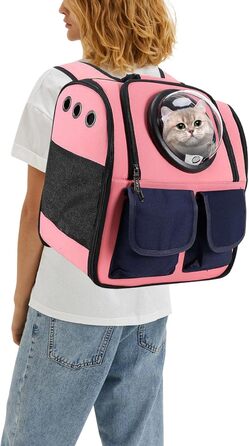 Рюкзак для кота PETCUTE, рожевий, з висувною матрацом, для маленьких котів та собак, дихаючий, складний, переноска