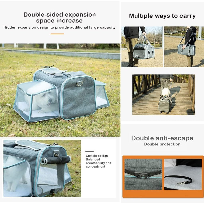 Розширювана переноска для домашніх тварин, переноска для котів/собак, переноска для подорожей знімними колесами, складана переноска для собак та котів середніх та маленьких порід (колір: Стиль C)