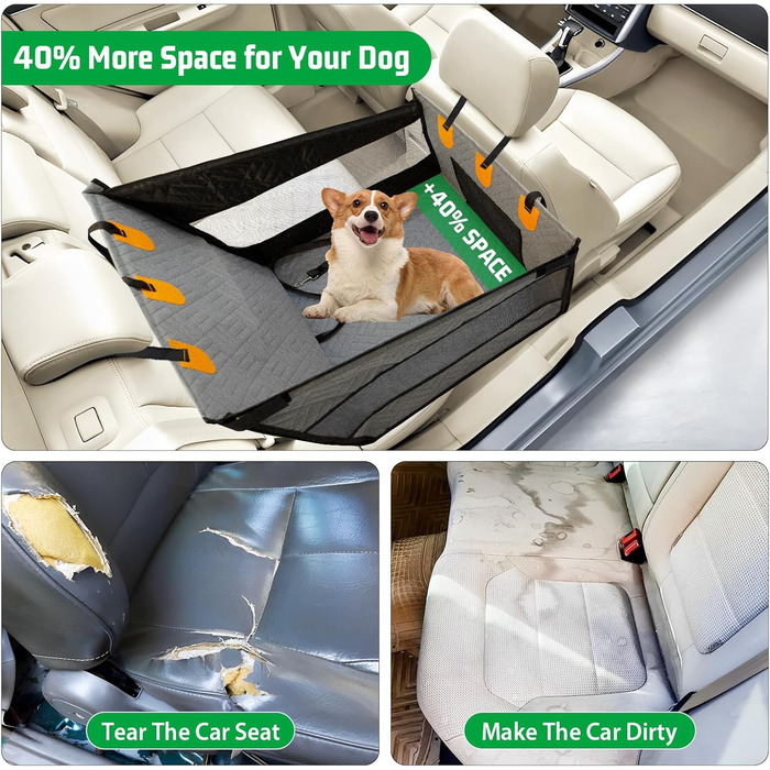 Надійний автокрісло для собак: водонепроникне, антиковзаюче, з 3 ременями, для середніх та великих собак