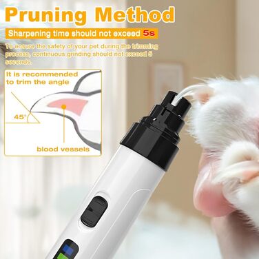 Електричний точило для собачих кігтів Silent Diamond Bit - безпечна електрична пилка для собак з 3 насадками, USB, 2 швидкості