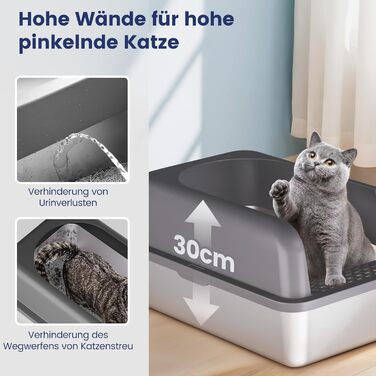 Лотки для котів Katzenklo Edelstahl XL: нержавіюча сталь, 60x40x30 см, з лопаткою та килимком, для великих котів