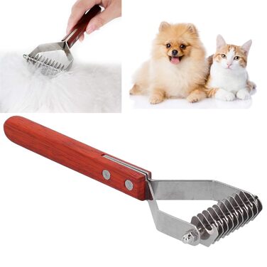 Гребінець для грумінгу домашніх тварин Y-подібний гребінець для підшерстка, з нержавіючої сталі, дерев'яний, 20x7 см - ефективне видалення шерсті, ніжний догляд за шерстю, для котів та собак
