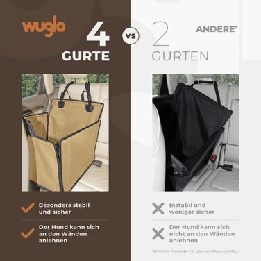 Автокрісло для собак Wuglo Extra Stabiler – надійне, водонепроникне автокрісло для собак середніх розмірів до 18 кг, бежеве