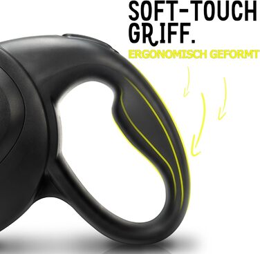 Рулетка для собак Bluzelle 8м, до 50кг, Neon-Yellow, з металевим карабіном 360°, зручний гумовий хват, стопорна система