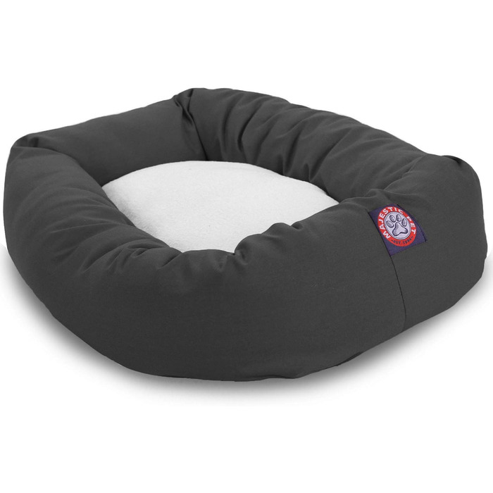 М'яке кругле лежак-донат для собак Majestic Pet XL, поліестер-бавовна, шерпа, знімний чохол, ортопедична спинка, 132×89×27 см