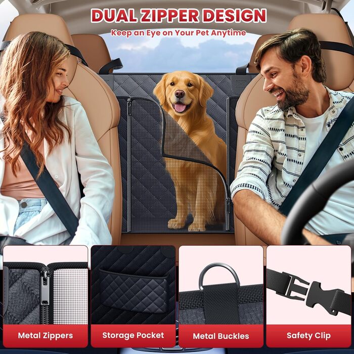 Чохол на автокрісло для собак, водовідштовхувальний, 180 кг, жорстка підкладка, зносостійкий, стійкий до подряпин, антиковзаючий, довговічний, м'яка товста шкіра, підходить для авто, SUV та вантажівок