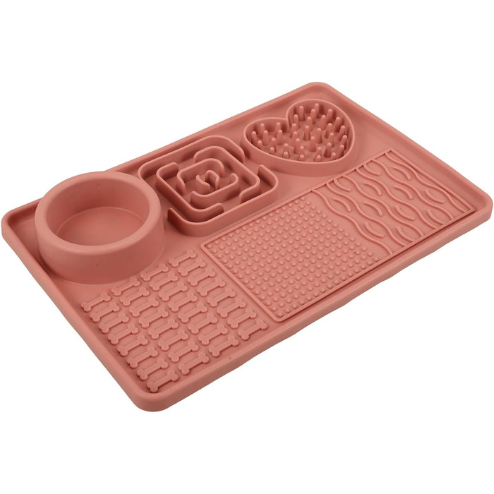 Килимок для собак - повільний годівник великого розміру з присосками, антиковзаюча поверхня, легко миється, сприяє повільному годуванню, підходить для цуценят та домашніх тварин