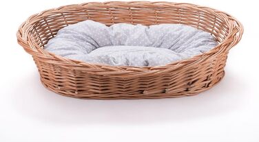 Вільхове ліжко для собак та котів - зручне та стильне, 58x42x15 см, сіре в горошок