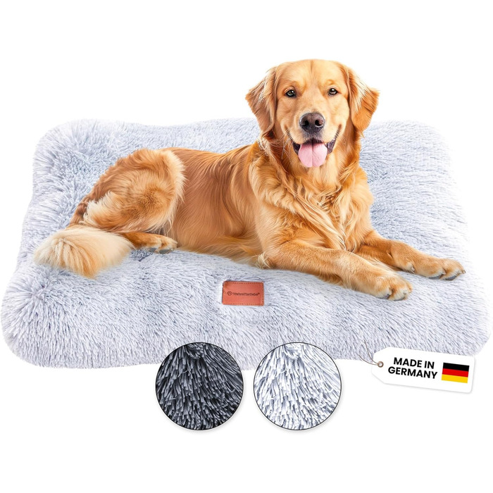 Преміум подушка для собак Wahre Tierliebe Fluffy - М'яке ліжко для вашого улюбленця. Легко чиститься. Ідеально для дому та в подорожах. Розмір M (100x75x25 см), сірий колір.