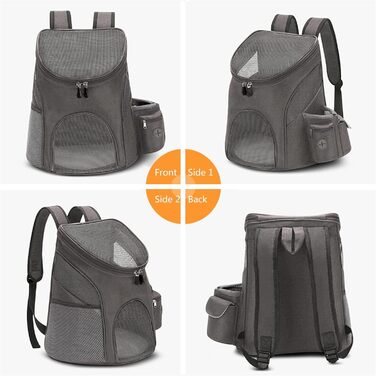 PETCUTE Рюкзак для собак і котів, переноска для маленьких собак, рюкзак для домашніх тварин з знімним килимком, рюкзак для тварин зі зручними лямками, підходить для авіаперельотів (32 x 25 x 30 см, сірий)