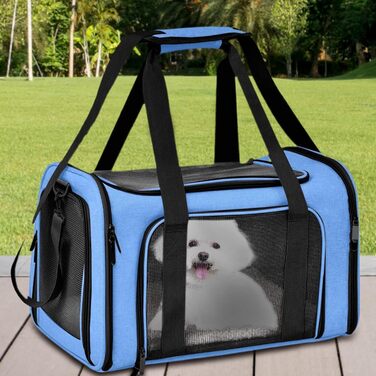 Транспортна переноска для собак та котів, складна, блакитна. Підходить для маленьких тварин, портативна переноска для подорожей