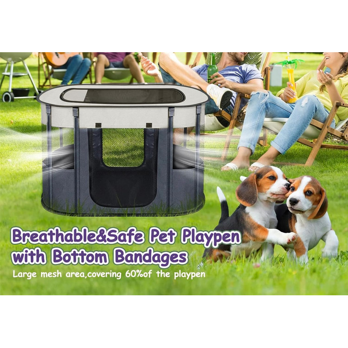 Клітка-загон для собак та котів, 90x70x60 см, сірий, складана, для цуценят